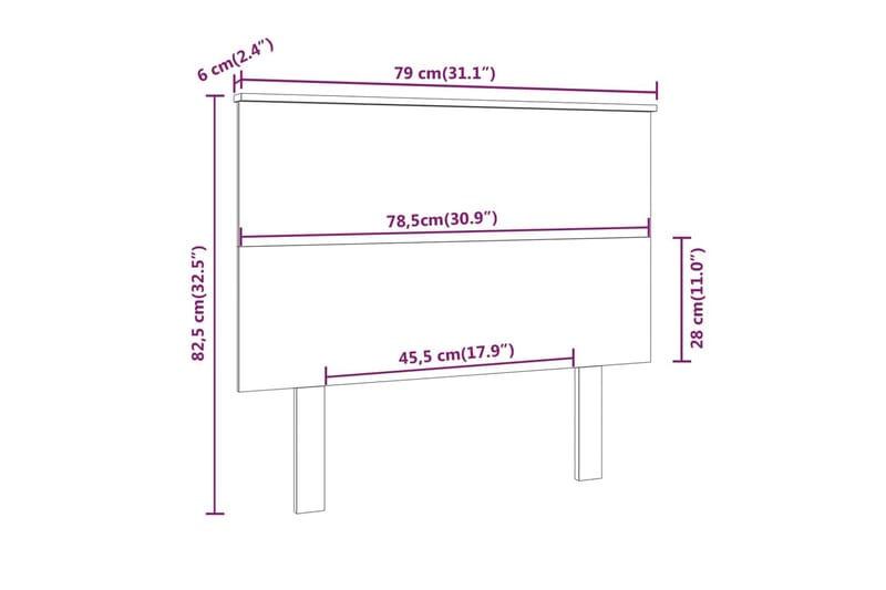 beBasic Sengegavl svart 79x6x82,5 cm heltre furu - Svart - Møbler - Senger - Sengetilbehør & sengegavl - Sengegavl