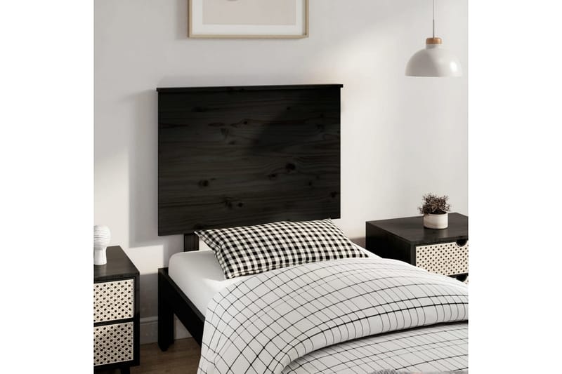 beBasic Sengegavl svart 79x6x82,5 cm heltre furu - Svart - Møbler - Senger - Sengetilbehør & sengegavl - Sengegavl