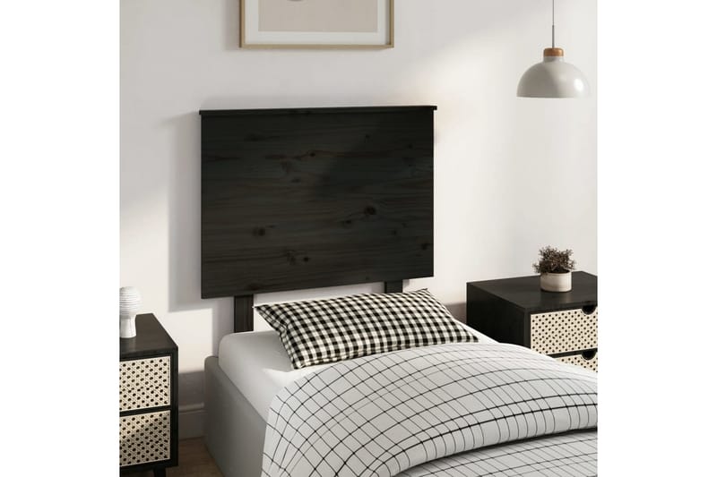 beBasic Sengegavl svart 79x6x82,5 cm heltre furu - Svart - Møbler - Senger - Sengetilbehør & sengegavl - Sengegavl