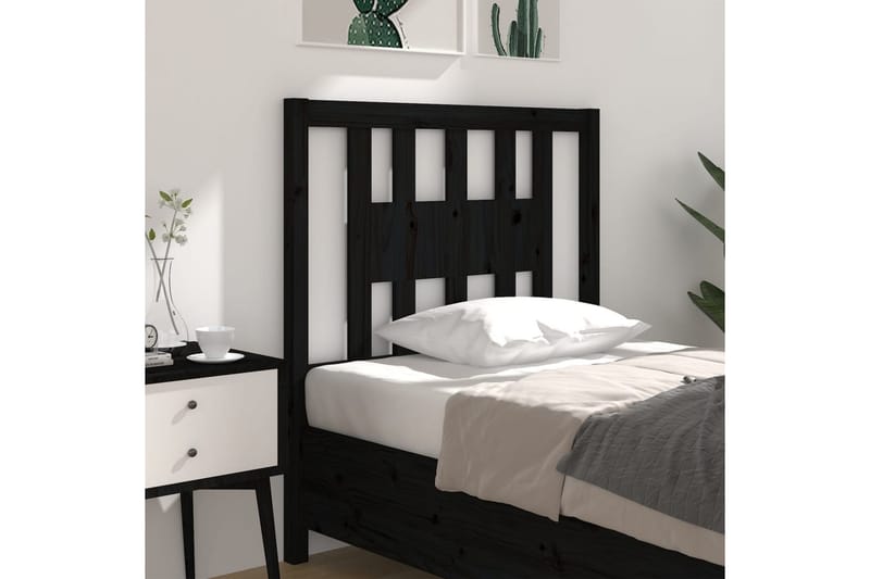 beBasic Sengegavl svart 81x4x100 cm heltre furu - Svart - Møbler - Senger - Sengetilbehør & sengegavl - Sengegavl
