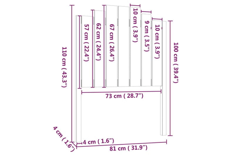 beBasic Sengegavl svart 81x4x110 cm heltre furu - Svart - Møbler - Senger - Sengetilbehør & sengegavl - Sengegavl