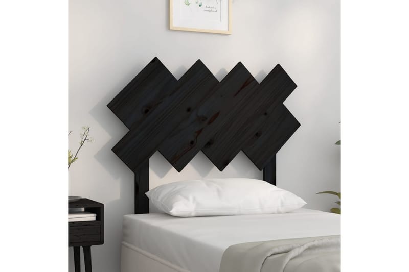 beBasic Sengegavl svart 92x3x81 cm heltre furu - Svart - Møbler - Senger - Sengetilbehør & sengegavl - Sengegavl