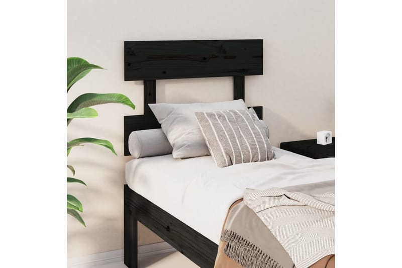 beBasic Sengegavl svart 93,5x3x81 cm heltre furu - Svart - Møbler - Senger - Sengetilbehør & sengegavl - Sengegavl