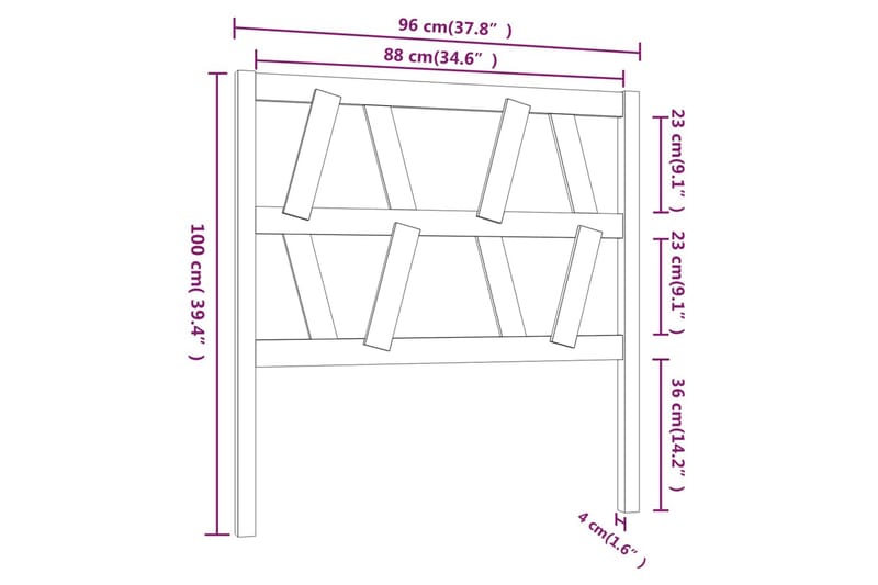 beBasic Sengegavl svart 96x4x100 cm heltre furu - Svart - Møbler - Senger - Sengetilbehør & sengegavl - Sengegavl