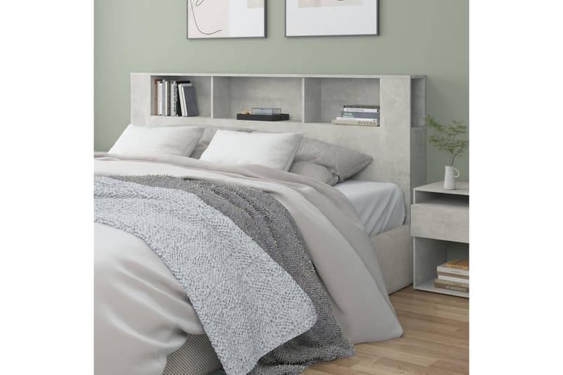 beBasic Sengegavlskap betonggrå 200x18,5x104,5 cm - GrÃ¥ - Møbler - Senger - Sengetilbehør & sengegavl - Sengegavl
