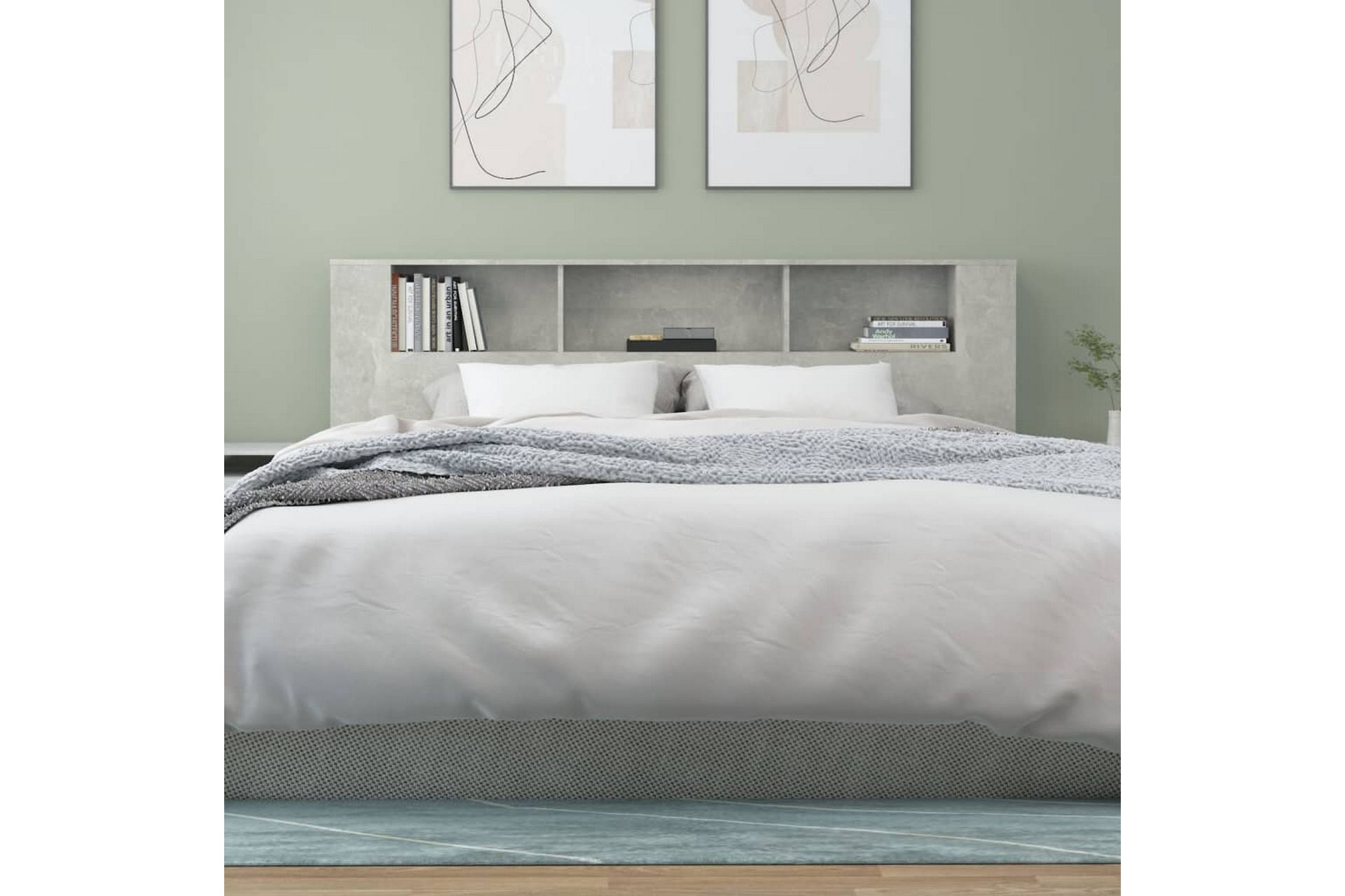beBasic Sengegavlskap betonggrå 200x18,5x104,5 cm - GrÃ¥ - Møbler - Senger - Sengetilbehør & sengegavl - Sengegavl