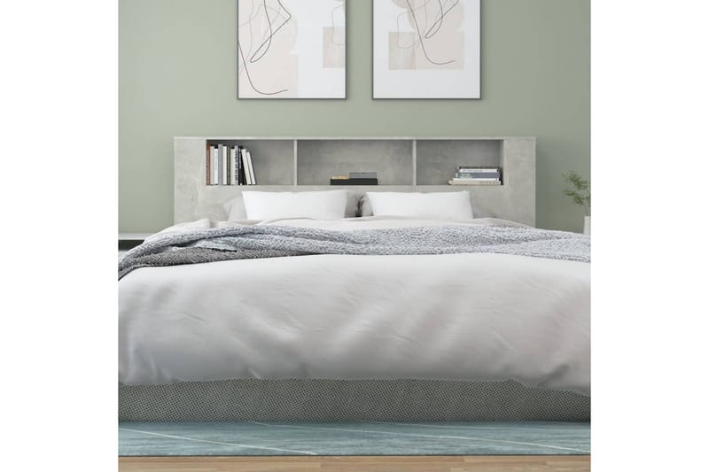 beBasic Sengegavlskap betonggrå 200x18,5x104,5 cm - GrÃ¥ - Møbler - Senger - Sengetilbehør & sengegavl - Sengegavl