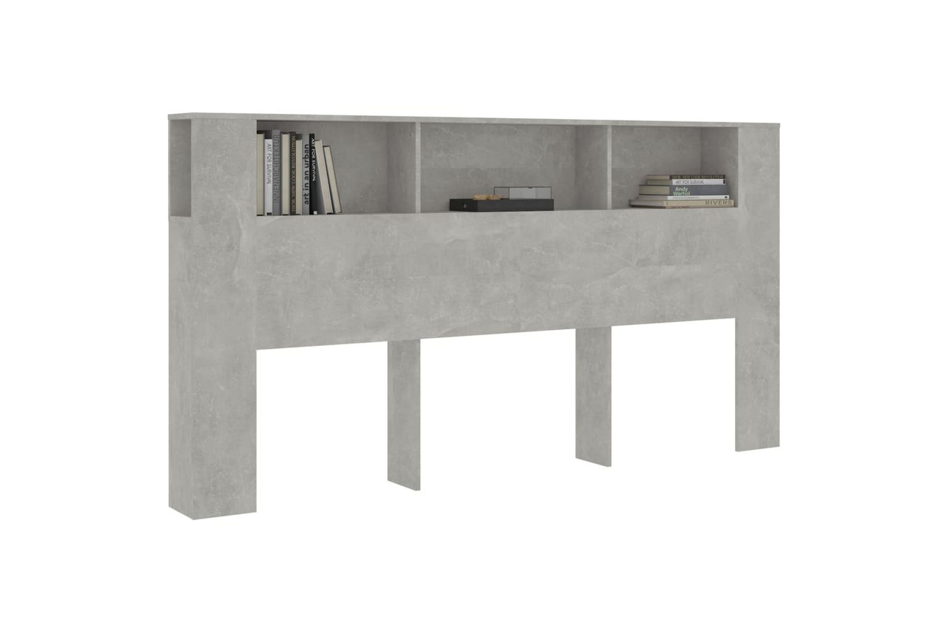 beBasic Sengegavlskap betonggrå 200x18,5x104,5 cm - GrÃ¥ - Møbler - Senger - Sengetilbehør & sengegavl - Sengegavl