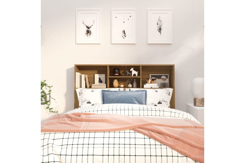 beBasic Sengegavlskap brun eik 120x19x103,5 cm - Brun - Møbler - Senger - Sengetilbehør & sengegavl - Sengegavl