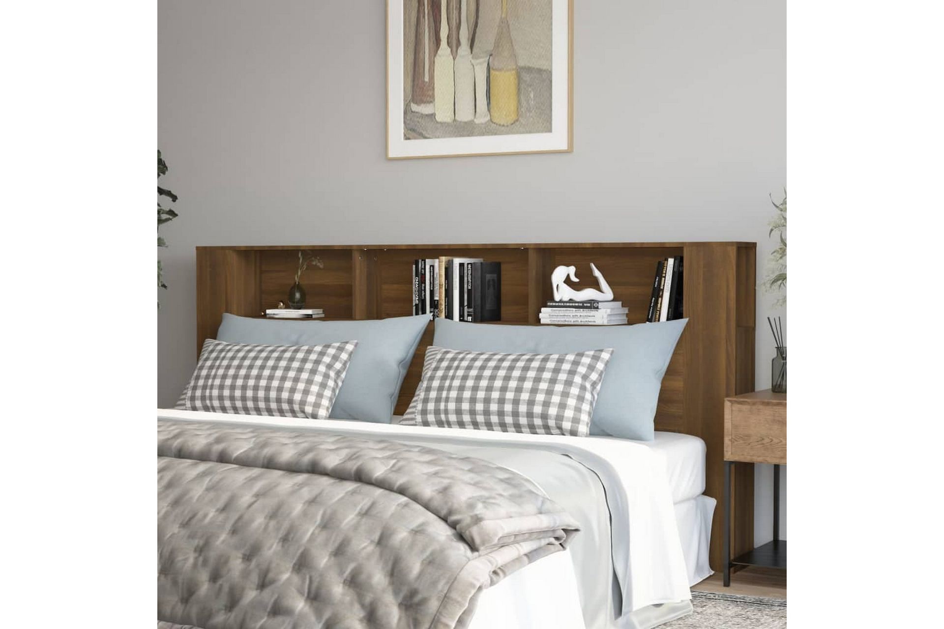 beBasic Sengegavlskap brun eik 220x18,5x104,5 cm - Brun - Møbler - Senger - Sengetilbehør & sengegavl - Sengegavl