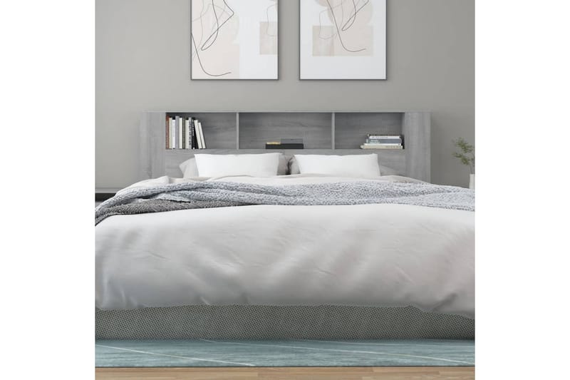 beBasic Sengegavlskap grå sonoma 200x18,5x104,5 cm - GrÃ¥ - Møbler - Senger - Sengetilbehør & sengegavl - Sengegavl