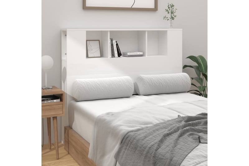 beBasic Sengegavlskap høyglans hvit 120x18,5x104,5 cm - Hvit - Møbler - Senger - Sengetilbehør & sengegavl - Sengegavl