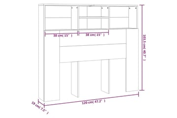 beBasic Sengegavlskap høyglans hvit 120x19x103,5 cm - Hvit - Møbler - Senger - Sengetilbehør & sengegavl - Sengegavl