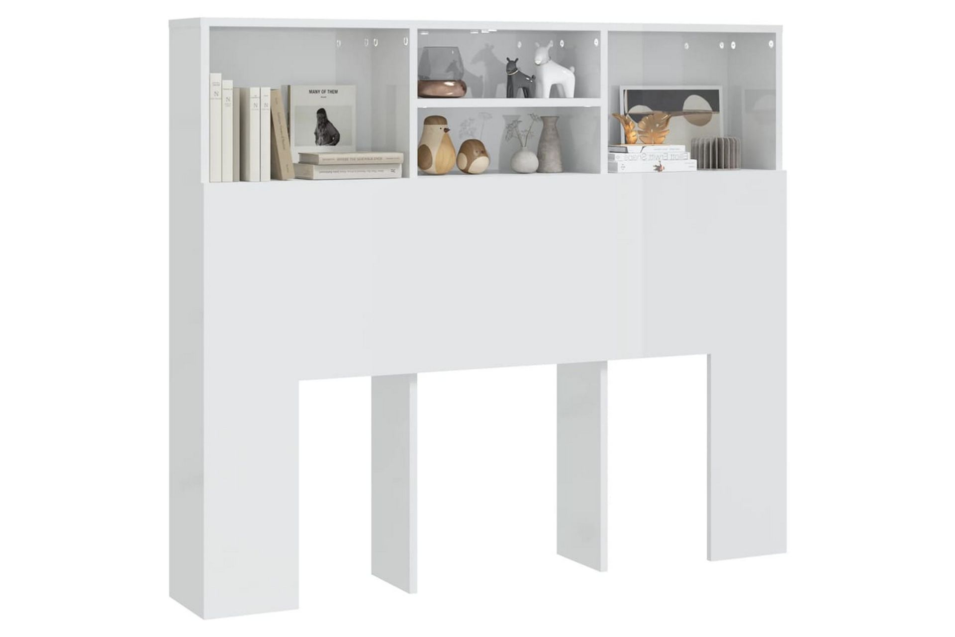 beBasic Sengegavlskap høyglans hvit 120x19x103,5 cm - Hvit - Møbler - Senger - Sengetilbehør & sengegavl - Sengegavl