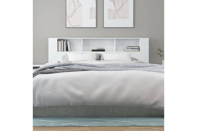 beBasic Sengegavlskap høyglans hvit 200x18,5x104,5 cm - Hvit - Møbler - Senger - Sengetilbehør & sengegavl - Sengegavl