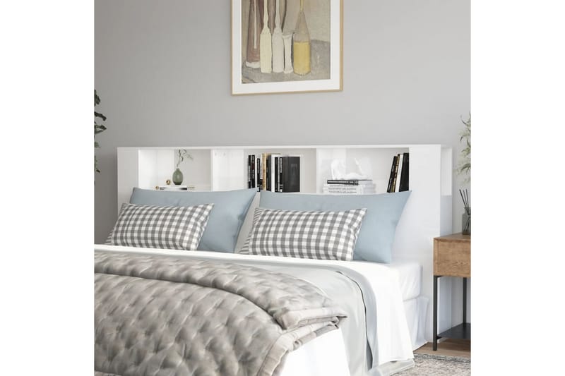 beBasic Sengegavlskap høyglans hvit 220x18,5x104,5 cm - Hvit - Møbler - Senger - Sengetilbehør & sengegavl - Sengegavl