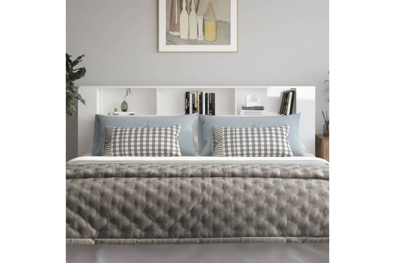 beBasic Sengegavlskap høyglans hvit 220x18,5x104,5 cm - Hvit - Møbler - Senger - Sengetilbehør & sengegavl - Sengegavl
