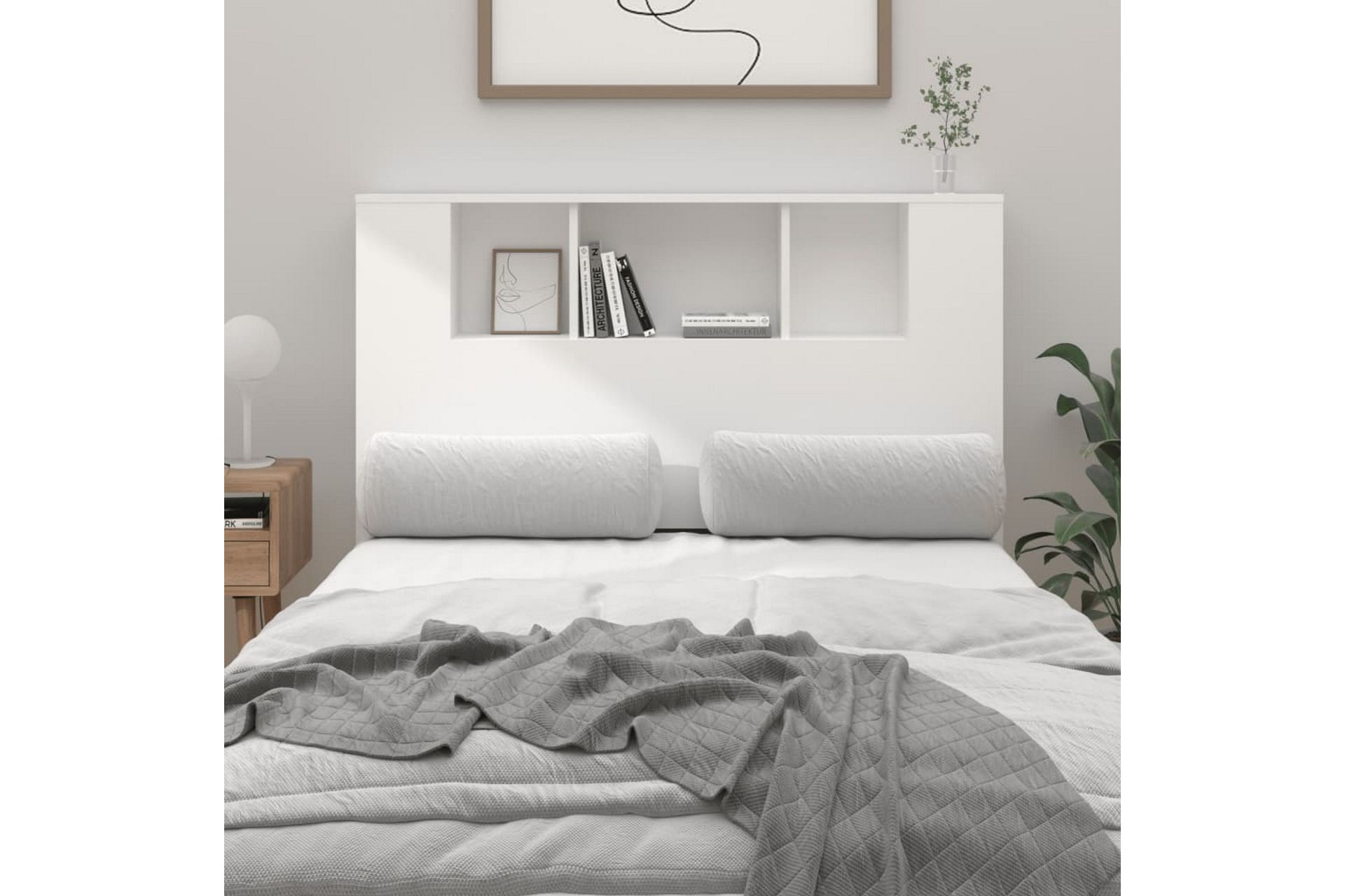 beBasic Sengegavlskap hvit 120x18,5x104,5 cm - Hvit - Møbler - Senger - Sengetilbehør & sengegavl - Sengegavl