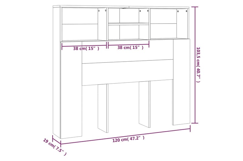 beBasic Sengegavlskap hvit 120x19x103,5 cm - Hvit - Sengegavl