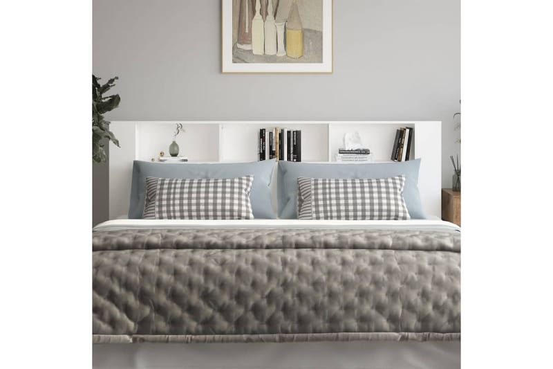beBasic Sengegavlskap hvit 220x18,5x104,5 cm - Hvit - Møbler - Senger - Sengetilbehør & sengegavl - Sengegavl