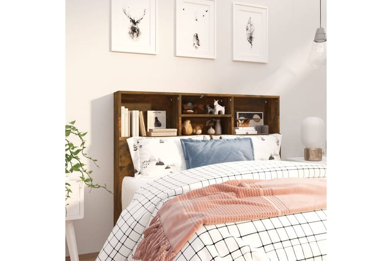 beBasic Sengegavlskap røkt eik 120x19x103,5 cm - Brun - Møbler - Senger - Sengetilbehør & sengegavl - Sengegavl