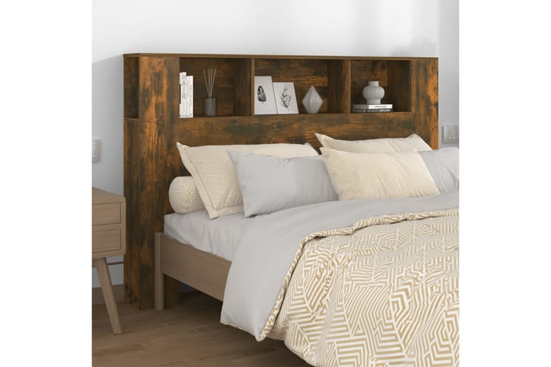 beBasic Sengegavlskap røkt eik 160x18,5x104,5 cm - Brun - Møbler - Senger - Sengetilbehør & sengegavl - Sengegavl