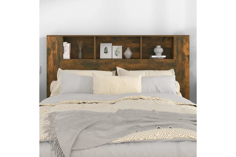 beBasic Sengegavlskap røkt eik 160x18,5x104,5 cm - Brun - Møbler - Senger - Sengetilbehør & sengegavl - Sengegavl