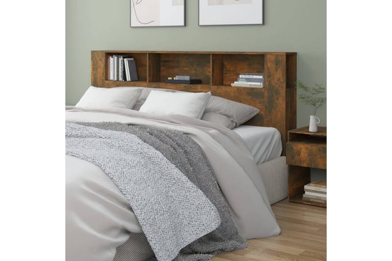 beBasic Sengegavlskap røkt eik 200x18,5x104,5 cm - Brun - Møbler - Senger - Sengetilbehør & sengegavl - Sengegavl