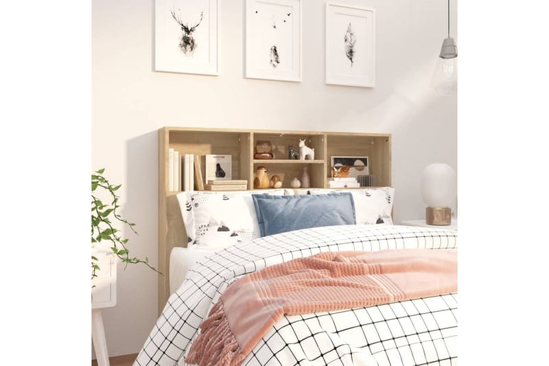 beBasic Sengegavlskap sonoma eik 120x19x103,5 cm - Brun - Møbler - Senger - Sengetilbehør & sengegavl - Sengegavl
