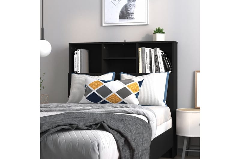 beBasic Sengegavlskap svart 100x19x103,5 cm - Svart - Møbler - Senger - Sengetilbehør & sengegavl - Sengegavl