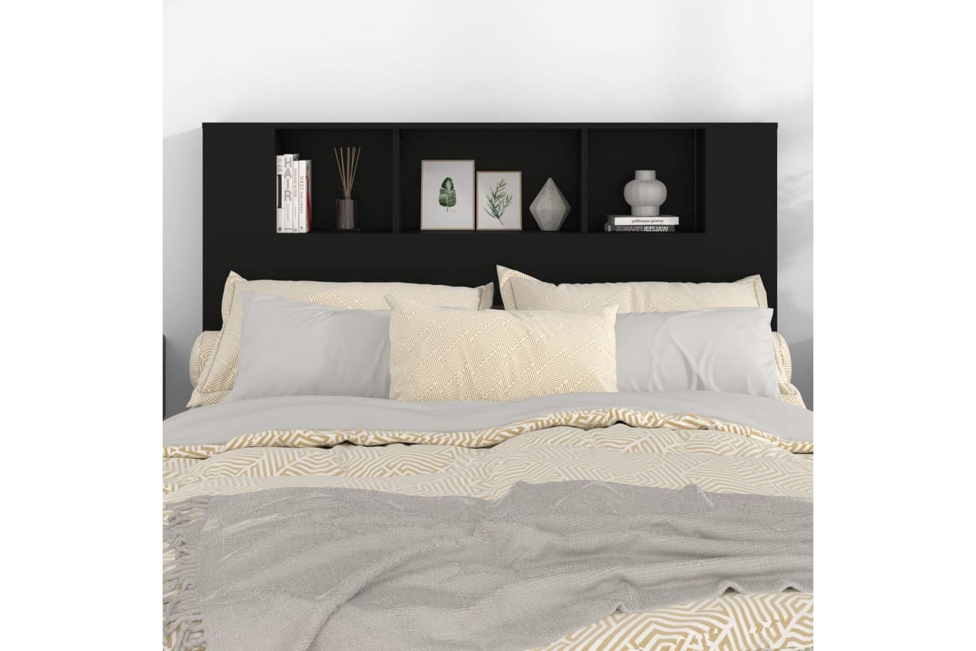 beBasic Sengegavlskap svart 140x18,5x104,5 cm - Svart - Møbler - Senger - Sengetilbehør & sengegavl - Sengegavl