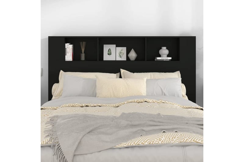 beBasic Sengegavlskap svart 160x18,5x104,5 cm - Svart - Møbler - Senger - Sengetilbehør & sengegavl - Sengegavl