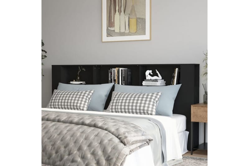 beBasic Sengegavlskap svart 220x18,5x104,5 cm - Svart - Møbler - Senger - Sengetilbehør & sengegavl - Sengegavl