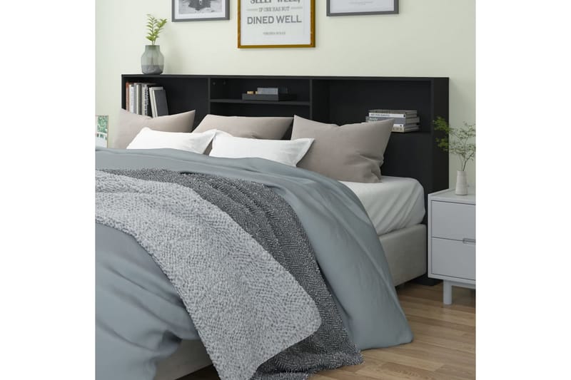 beBasic Sengegavlskap svart 220x19x103,5 cm - Svart - Møbler - Senger - Sengetilbehør & sengegavl - Sengegavl