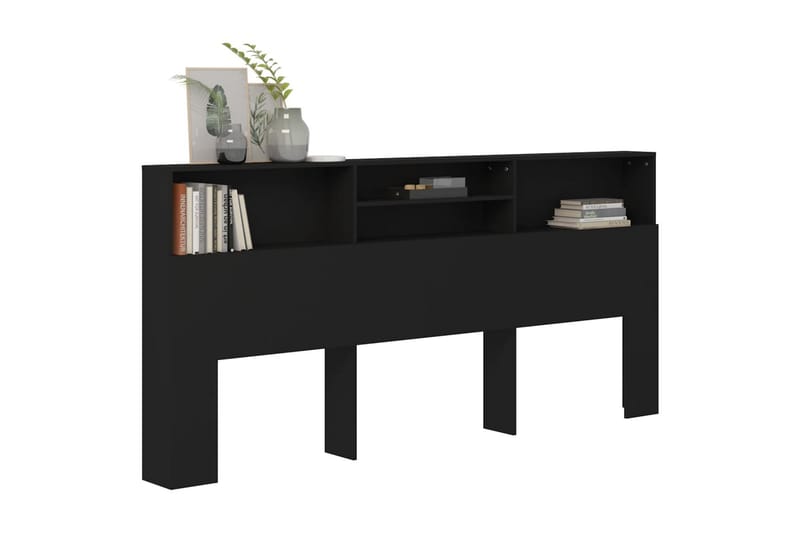 beBasic Sengegavlskap svart 220x19x103,5 cm - Svart - Møbler - Senger - Sengetilbehør & sengegavl - Sengegavl