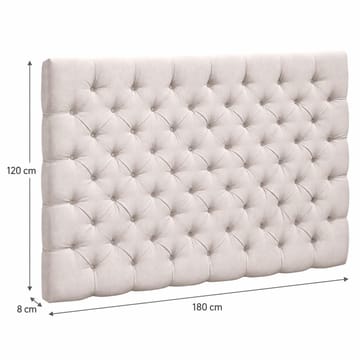 Joluma Polstret Sengegavl & Hodegavl 180 cm i Plysj med Knapper - Lys Beige - Møbler - Senger - Sengetilbehør & sengegavl - Sengegavl