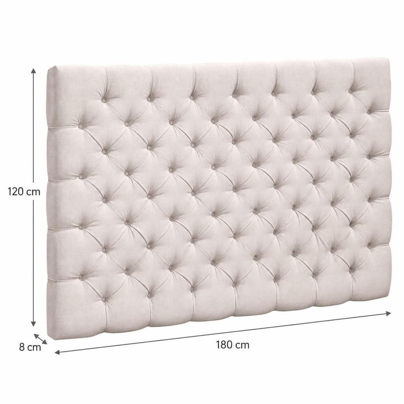 Joluma Polstret Sengegavl & Hodegavl 180 cm i Plysj med Knapper - Lys Beige - Møbler - Senger - Sengetilbehør & sengegavl - Sengegavl