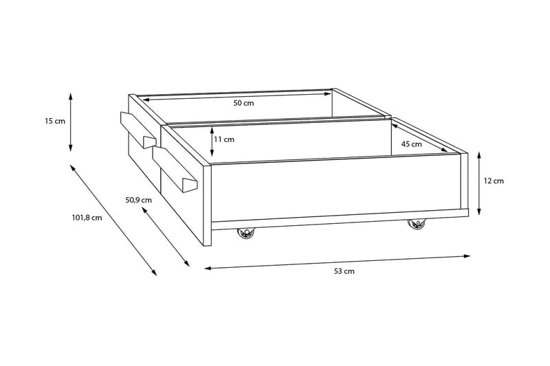 Ahmetbay Sengeskuff 2-pack - Grå/Brun - Møbler - Senger - Sengetilbehør & sengegavl - Oppbevaring til senger