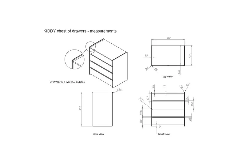 Baby Bed med kommode, stellebord, garderobe, bokhylle Kiddy 2-dører - 2-dører - Møbler - Senger - Sengetilbehør & sengegavl - Oppbevaring til senger