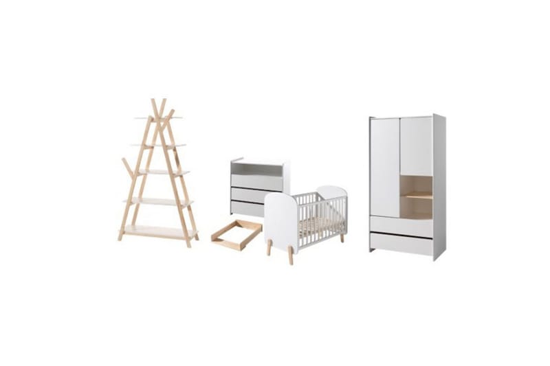 Baby Bed med kommode, stellebord, garderobe, bokhylle Kiddy 2-dører, 2-dører