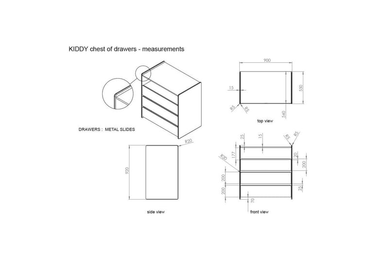 Baby Bed med kommode, stellebord, garderobe, bokhylle Kiddy 3 dører - 3 dører - Møbler - Senger - Sengetilbehør & sengegavl - Oppbevaring til senger