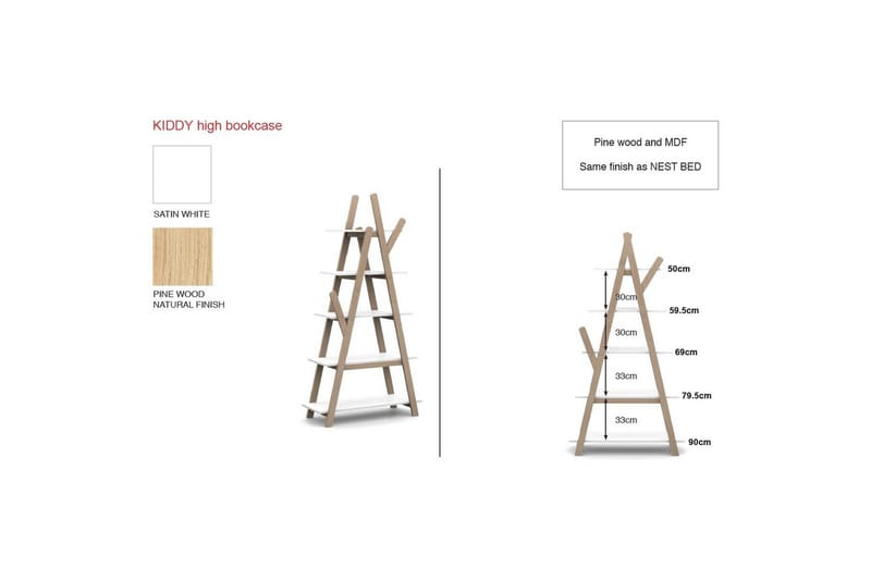 Baby Bed med kommode, stellebord, garderobe, bokhylle Kiddy 3 dører - 3 dører - Møbler - Senger - Sengetilbehør & sengegavl - Oppbevaring til senger