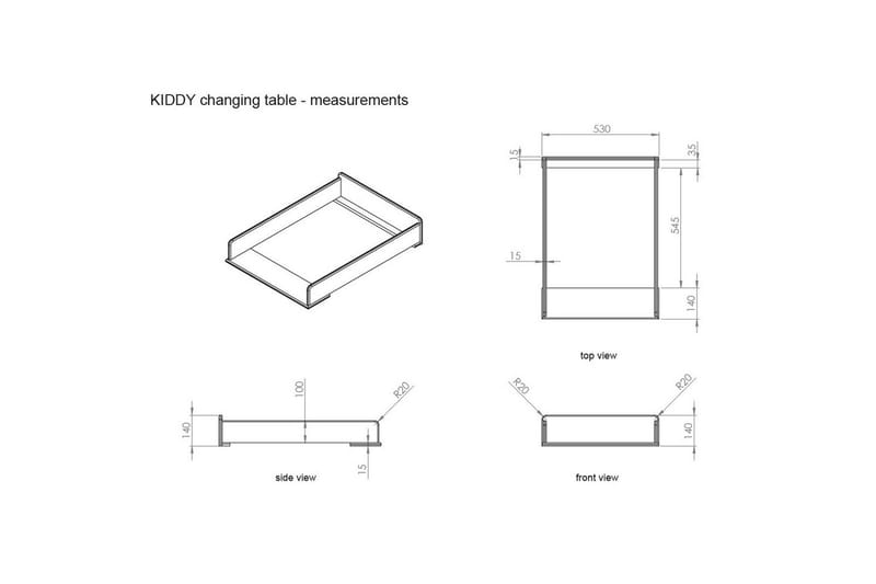 Baby Bed med kommode, stellebord, garderobe, bokhylle Kiddy 3 dører - 3 dører - Møbler - Senger - Sengetilbehør & sengegavl - Oppbevaring til senger