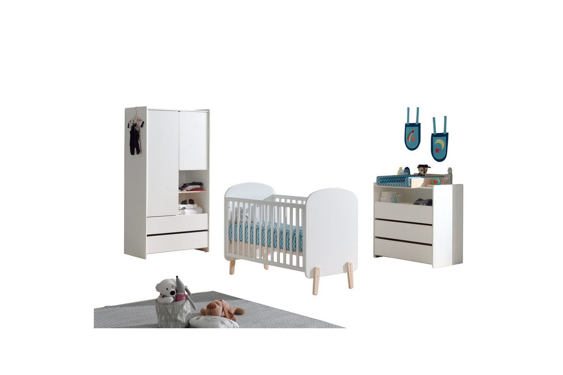 Baby Bed med kommode og garderobe topp Kiddy 2-dører - 2-dører