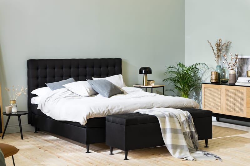 Ella Sengebenk 140cm Dypheftet - Svart - Møbler - Senger - Sengetilbehør & sengegavl - Oppbevaring til senger