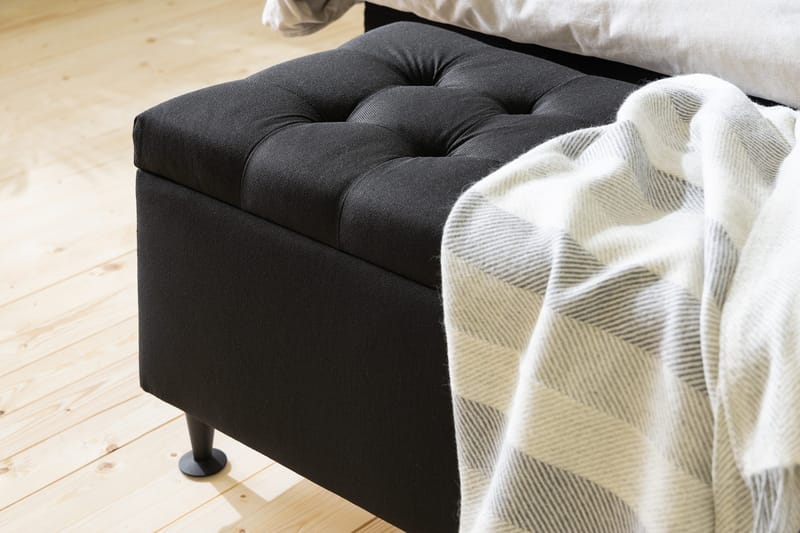 Ella Sengebenk 140cm Dypheftet - Svart - Møbler - Senger - Sengetilbehør & sengegavl - Oppbevaring til senger