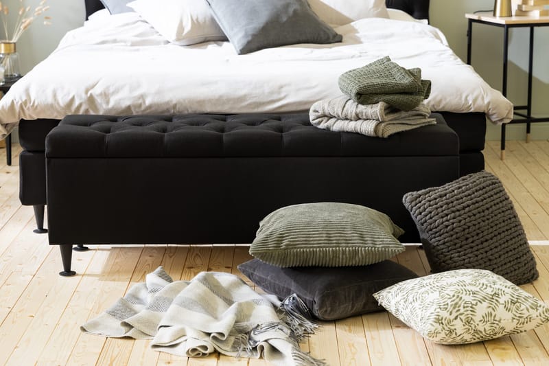 Ella Sengebenk 140cm Rutete - Svart - Møbler - Senger - Sengetilbehør & sengegavl - Oppbevaring til senger