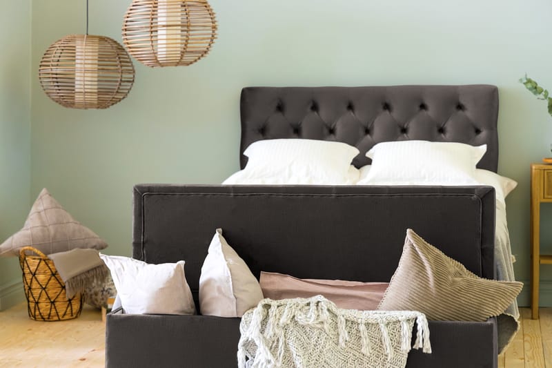 Ella Sengekiste 140cm Dypheftende - Svart - Møbler - Senger - Sengetilbehør & sengegavl - Oppbevaring til senger