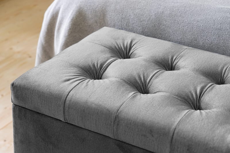 Ella Sengekiste 140cm Rutete - Mørkegrå - Møbler - Senger - Sengetilbehør & sengegavl - Oppbevaring til senger