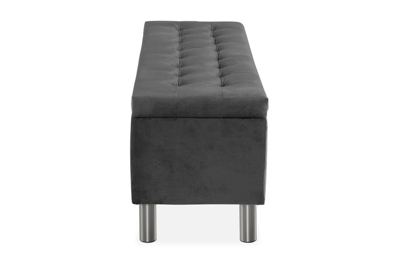 Ella Sengekiste 140cm Rutete - Mørkegrå - Møbler - Senger - Sengetilbehør & sengegavl - Oppbevaring til senger